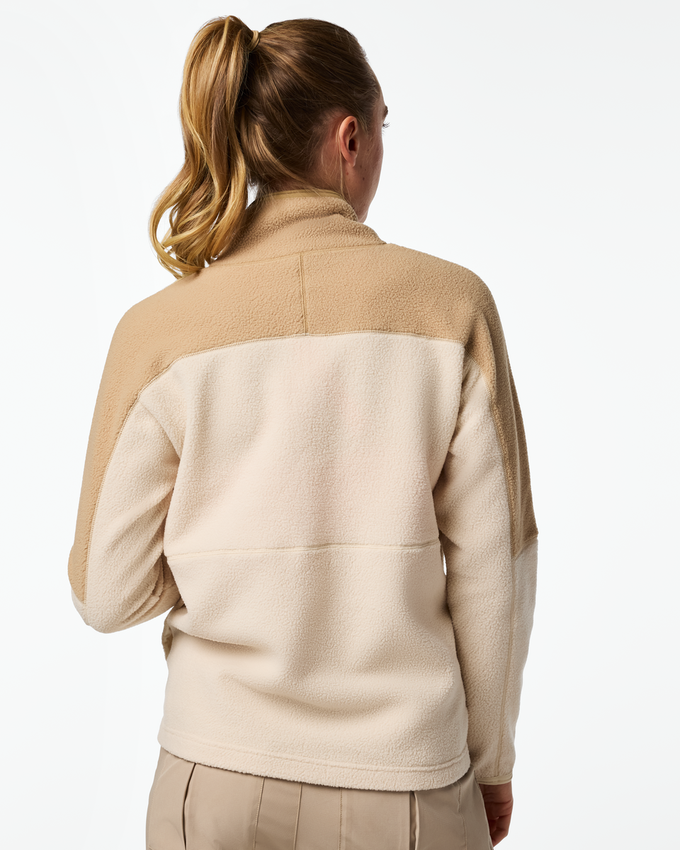 Abrazo Fleece Half-Zip Jacket - Women's, Khaki/Cream, Model Ellen