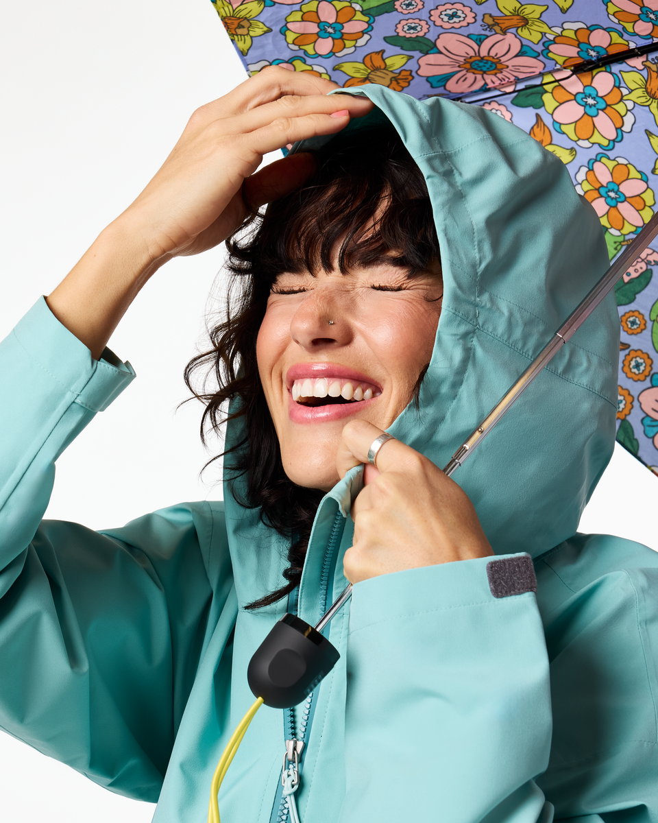 Cielo Rain Jacket - Women's, Tide Pool/Surf, Model Lola